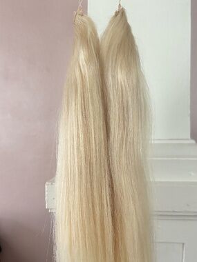 16 inch Luxy platinum blonde halo hair extensions